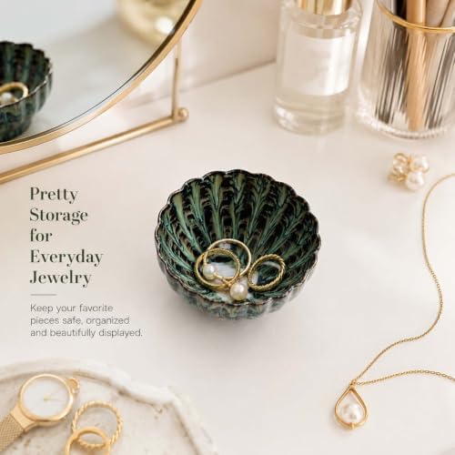 Glazed Ceramic Jewelry Dish Tray,Small Ring Holder Dish Jewelry Tray - Image 2