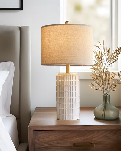 PoKat 23'' Bedside Table Lamp for Bedroom Nightstands, Modern Ceramic Decor - Image 5