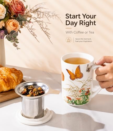 AmorArc Tea Cup With Infuser and Lid, 18oz Loose Leaf Tea Mug With Steeper - Image 5