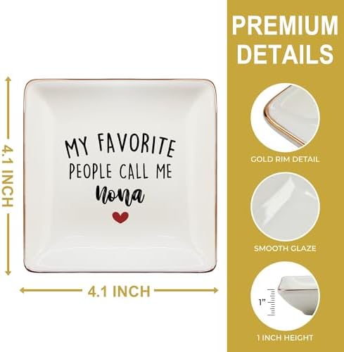 Nona Gifts Jewelry Dish Tray, Best Grandma Mother's Day Birthday Gifts from Grandkids Ceramic Jewelry Tray for Rings Earring Bracelet Necklace, Grandmother Gift Trinket Dish for Women - Image 6
