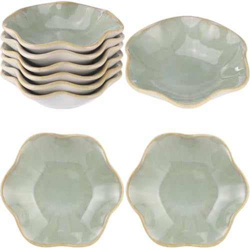 9 Pcs Ceramic Jewelry Dishes, Lotus Leaf Ring Dishes, Small Trinket Trays, Green Pottery Plates, Gold-Trimmed Jewelry Holders, Cute Key Bowls for Nightstand Decor - Image 7