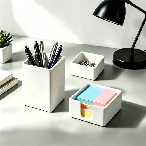 Silicone Pen Holder Set 3-Piece Desk Organizer White - Image 5