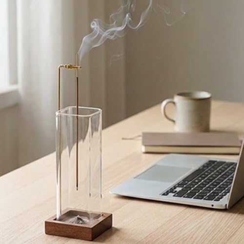 Ceremony Incense Holder，Wood Incense Holder for Sticks with Glass Ash Catcher，Incense Burner for Meditation Yoga Spa Room Decor - Image 5