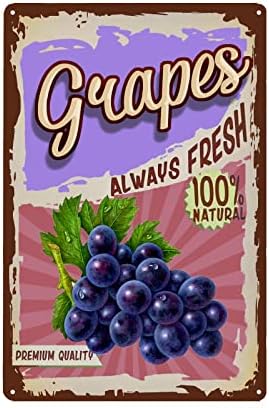 Vintage Grapes Tin Sign Fruit Metal sign Wall Decor by TREEPERI