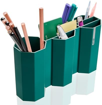 AonT Design Small Desk Organizer - Green Pen Tray & Holder (Multi-Compartment) (Made in Korea) – Modern Office Storage Supplies Organizer and Aesthetic Decor for Accessories by Unknown