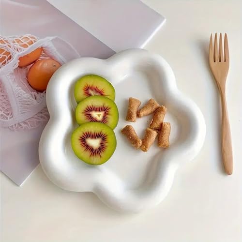 Small Ring Holder Dish, Ceramic Jewelry Dish Tray, Flower Shape Jewelry Tray for Women, Room Decor Aesthetic Trinket Dish, Wedding Engagement Jewelry Plate Bowl for Earrings Keys Perfume Gift - Image 4