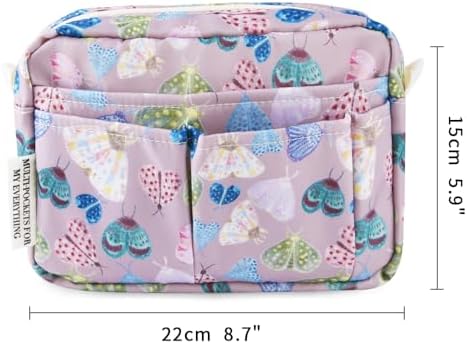Multiple Pockets Portfolio Organizer with Zipper,Makeup Bag Pencil Pouch - Image 2
