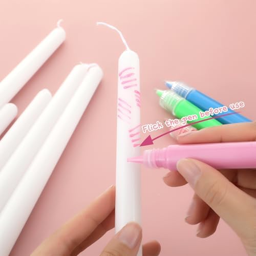 Lounsweer 12 Pcs Galentine DIY Candle Painting Kit Bulk 6 Set Ivory Taper Candles and Wax Pen Valentine's Day Candle Painting Crafts Gifts for Adult Couples DIY Making Crafts Wedding Party Decor - Image 5