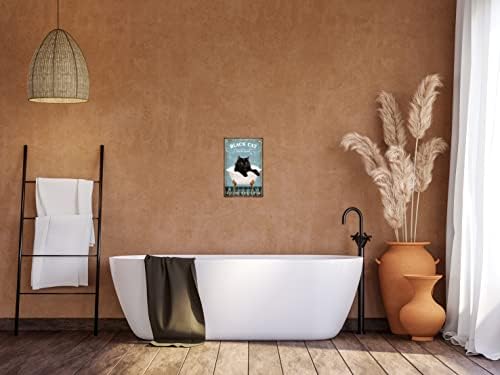 Tin Signs Cat Black Cat Sink Co - Wash Your Paw Metal Poster Wall Decor Hanging Funny Bathroom Signs for Home 8 x 12 in - Image 2