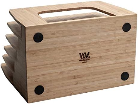 MobileVision Bamboo Desktop Inclined File Folder Organizer and Paper Tray, Upright Sections, Step Sorter, 5 Slots - Image 3