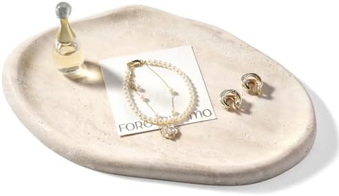 Koville Luxurious Natural Marble Vanity Tray, Cloud Shape Serving Stone Key Tray for Home Decor, 10" x 7" Marble Storage Trays for Bathroom, Stone Plate Holder for Perfume, Candle and Jewelry by Koville