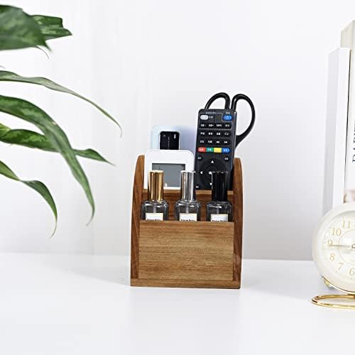 OKSQW Rustic Vintage Wooden Desk Organizer Farmhouse Wood Remote Control Caddy, 3 Slot Tabletop Desktop Office Supply Storage Rack Desktop TV Remote Control Holder Home Decor Office Supplies Storage - Image 5