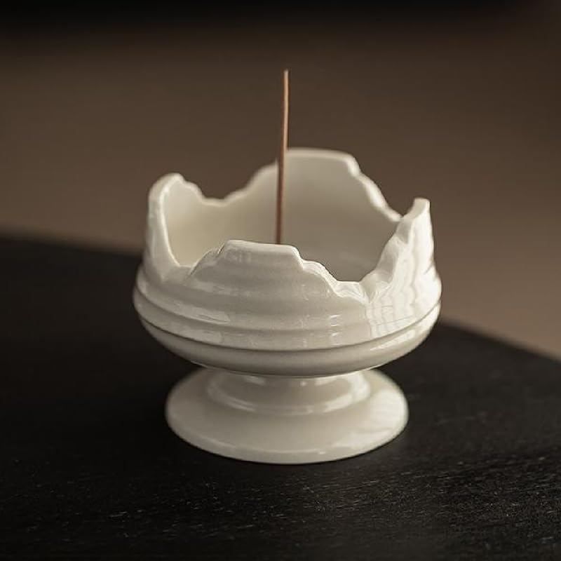Incense Holder Modern Minimalist Circular Incense Stick Burner for Cones or Sticks for Yoga & Meditation, Enhance Atmosphere,Ceramic Ash Catcher White-3 by Warmself