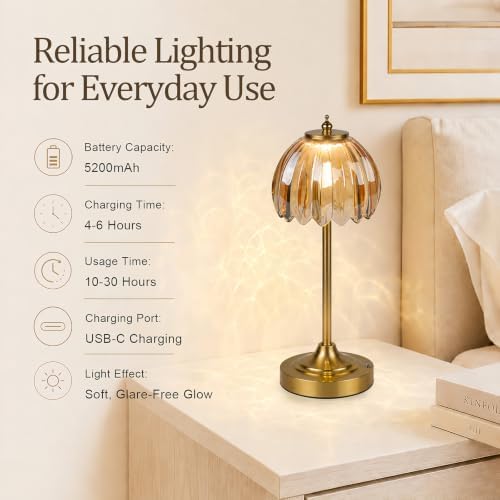 Rechargeable Cordless Table Lamp, 3 Color Temps & Stepless Dimming - Image 4