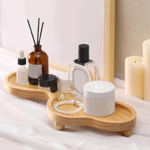 Uiifan Wood Cloud Perfume Decorative Tray Bedside Jewelry Tray,Wood Color - Image 3