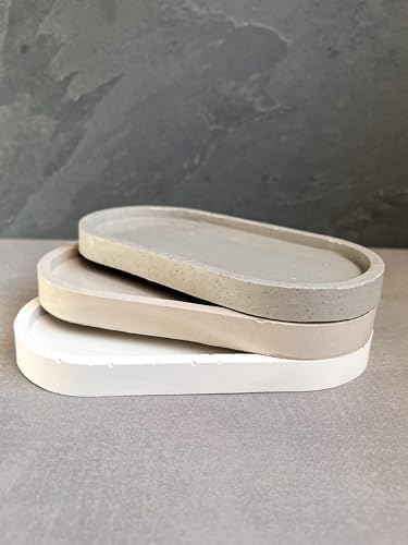 Oval Concrete Tray, Jewelry Holder, Vanity Tray, Cement Tray, Coffee Table Tray, Decorative Tray, Jewlery Tray, Bathroom Tray, Minimalist (6.87" L, Bluish Gray) - Image 3