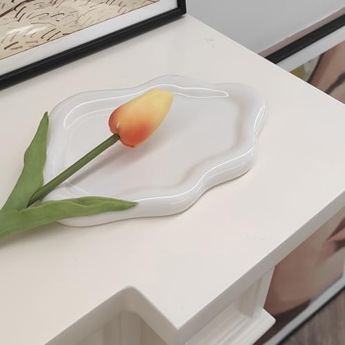 Ceramic Jewelry Tray with Cloud Design - Decorative Catch All Dish for Rings, Keys, and Perfume by HOPOYGOS