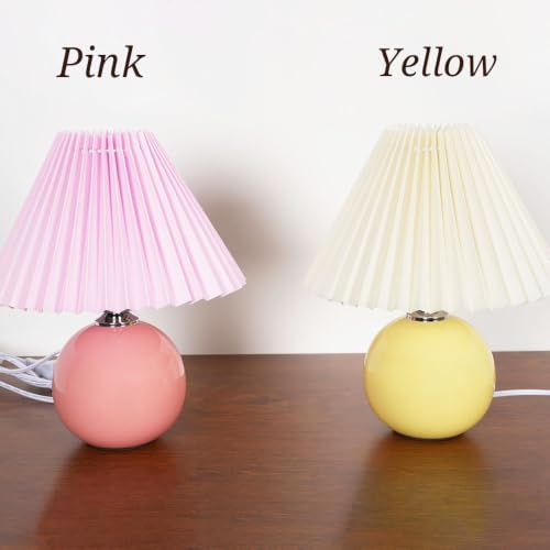 Meefad Modern Pleated Small Table Lamp Aesthetic Cute Night Light in Beige - Image 5