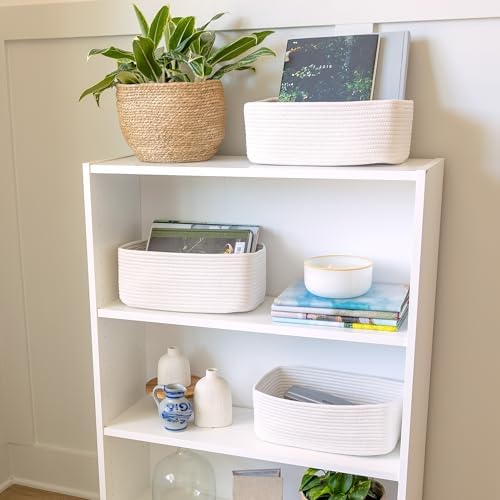 NaturalCozy 13.5”x8.5”x5.5” Storage Baskets for Shelves 3 Pack | Cotton Rope Woven Small Baskets for Organizing | Small Storage Bins for Nursery, Bathroom, Closet, Cube Shelf, Decorative, Gift - Image 3