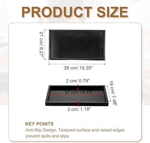 Wooden Serving Tray Rectangular Wood Serving Tray Decorative Platter, 15.4x8.3 Inch Fit for Home Decor Kitchen Coffee Table Candle Holder, (Black) - Image 2