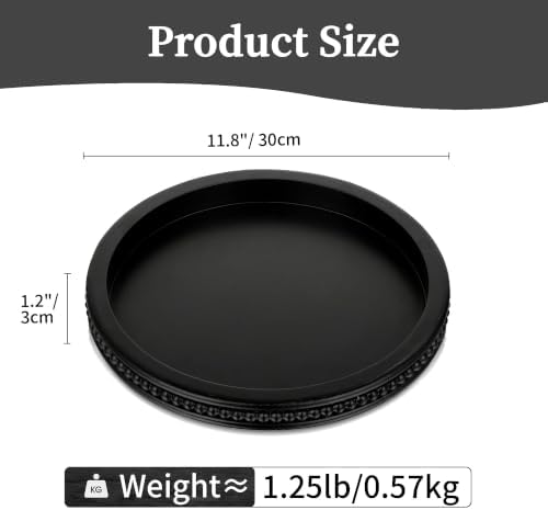 Hanobe Black Decorative Tray for Coffee Table, Round, Beaded Edge - Image 5
