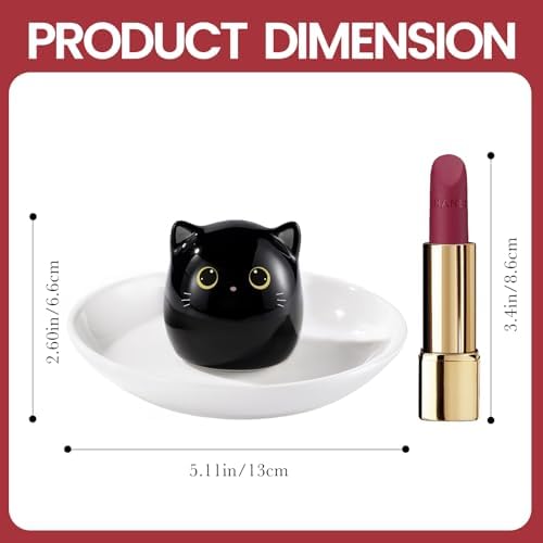 PUDDING CABIN Cat Lover Gifts for Women, Black Cat Ring Holder Dish for Jewelry Rings Earrings Necklace Watch Keys, Birthday Christmas Engagement Wedding Gifts - Image 4