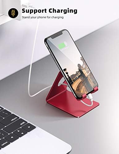 Lamicall Cell Phone Stand, Phone Dock : Cradle, Holder, Stand, Compatible with Phone 12 Mini 11 Pro Xs Xs Max Xr X 8 7 6 6s Plus 5 5s 5c All Android Smartphone Charging, Accessories Desk - Red - Image 3