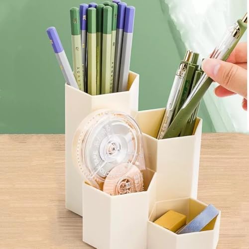 Pencil Organizer Pen Holder for Desk Pens Cup Small Desk Organizer Cute Pen Holder for Office,School and Home (White, L-Shape) - Image 3