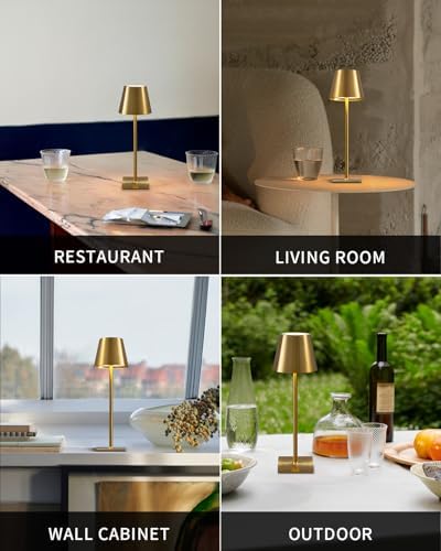 KDG 2 Pack Cordless Gold Table Lamps, Rechargeable Portable LED Desk Lamps - Image 6
