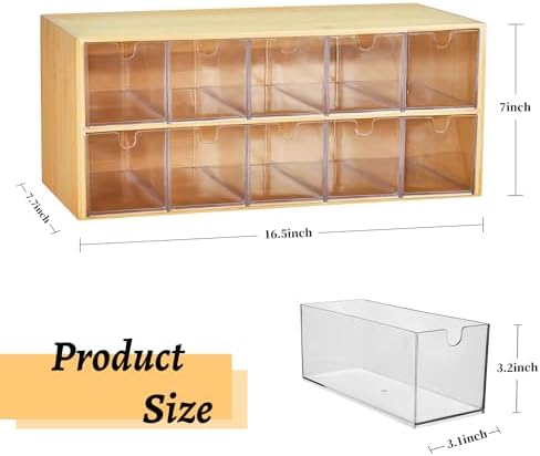 TIMIEEYA Tea Bag Organizer - Bamboo Tea Storage Organizer With Drawer 2 Layer, Tea Organizer for Tea Bags Natural Wood & Acrylic for Countertop Office Kitchen Cabinet Pantry - Image 3