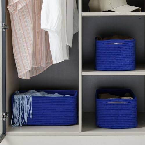 3 Pack Small Storage Baskets for Organizing, 11.8×7.8×5.1", Klein Blue - Image 3
