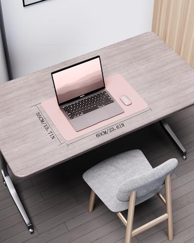 YSAGi Double-Sided Desk Pad, Leather Desk Mat, Eco Cork Desk Pad Protector, Large Mouse Pad for Desk, Waterproof Desk Blotter Pad, Desk Writing Pad for Office Work/Home(23.6"x13.7",Pink+Cork) - Image 2