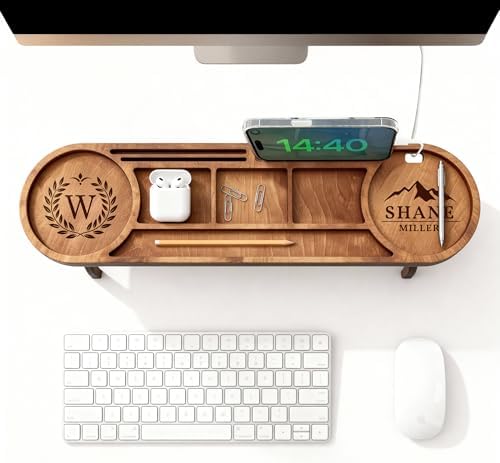 Ships Next Day, Personalized Wood Desk Organizer, Custom Phone & Tablet Stand, Engraved Wood Office Accessory, Custom Docking Station, Custom Organizer Gift - Image 5