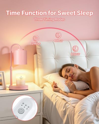 CASTLELIFE Dimmable Candle Warmer Lamp with Timer, Height Adjustable Candle Warmer for Jar Candles, Electric Wax Melt Warmer for Home Decor House Warming Gifts, Birthday Gifts for Women, Pink - Image 6