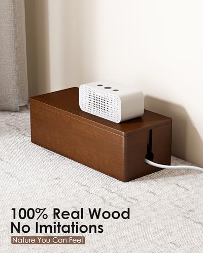 YECAYE Solid Wood Cable Management Box, Walnut Color, 14.2 x 6.1 x 4.1 - Image 2