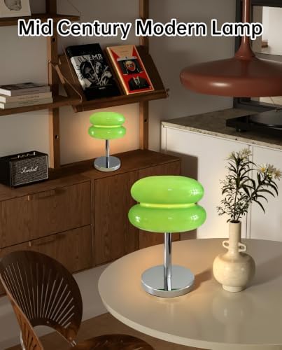Mushroom Table Lamp for Bedroom, Cordless Mid Century Modern Lamp, Cute Egg Tart Small Night Light, 6000mAh Rechargeable Table Light for Living Room Nightstand Home Mushroom Decor Aesthetic (Green) - Image 3