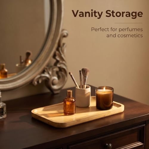 1PCS Bamboo Bathroom Trays - Suitable for the Bathroom,Kitchen,Breakfast Tray and Decorative Tray (8.27 in * 4.33 in) - Image 4