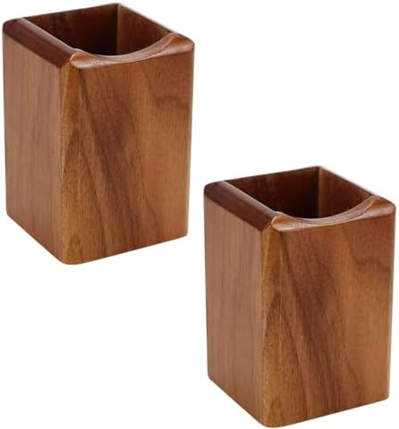 Wood Pen & Pencil Holder for Desk, 2 Pack – Brush Caddy (2 Pack Walnut Color) - Image 5