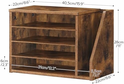 HOOBRO Mail Sorter, Literature Organizer with Adjustable Shelves, Paper Organizer for Office, Home, Wood Countertop File Holders, Mails, Magazines, Rustic Brown FG41WF01 - Image 3