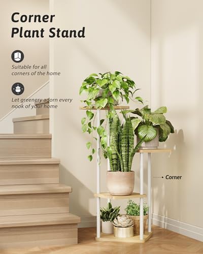 GENTINGBRO Corner Plant Stand Indoor Tall Plant Stand White 4 Tier - Image 3