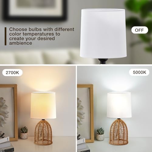 EJIAXIN Rattan Lamp Boho Lamps Set of 2-13.75" Mini Farmhouse Table Lamp Rustic End Table Decorative Small Lamps for Small Spaces Bedroom Nightstand Living Room Reading Desk Side Table Lamp - Image 5