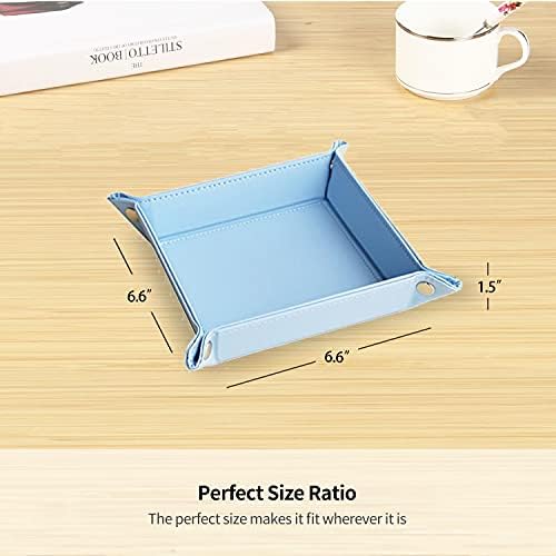 YAPISHI Valet Tray,Foldable PU Leather Catchall Tray/Dish/Caddy Blue - Image 3