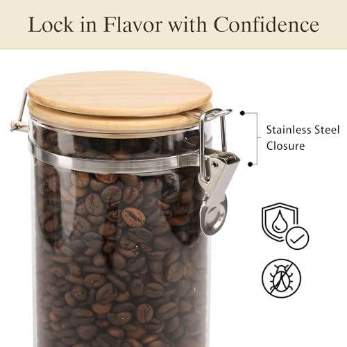 Glass Coffee Canister Coffee Containers for Ground Coffee Coffee Bean Storage Airtight Seal with Locking Clamp, Coffee Bar Accessories Perfect for Kitchen Storage - Image 5