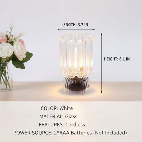 Battery Operated Lamp with Auto-Off Timer, Cordless Table Night Light for Bedroom & Entryway, Portable LED Lamp for Home, Outdoor, Camping No Battery Included (‎Wine Glass Design-White) - Image 2