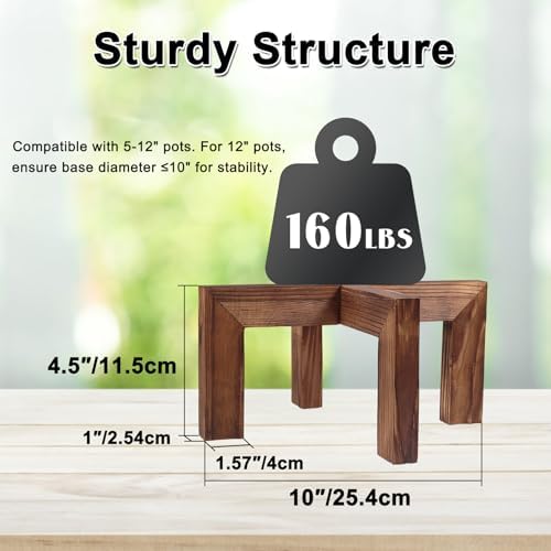 Vigordream Plant Stand, Indoor/Outdoor Wood Plant Holder, Flower Pot Stand - Image 3