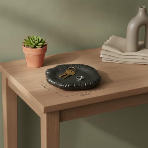 Glazed Ceramic Catchall Tray for Jewelry & Keys, Modern Round Vanity Dish for Nightstand, Entryway, or Bathroom Counter (1 Pack) - Image 2