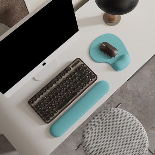 Office Mousepad with Gel Wrist Support - Ergonomic Gaming Desktop Mouse Pad Wrist Rest - Design Gamepad Mat Rubber Base for Laptop Computer -Silicone Non-Slip Special-Textured Surface (04Blue) - Image 2