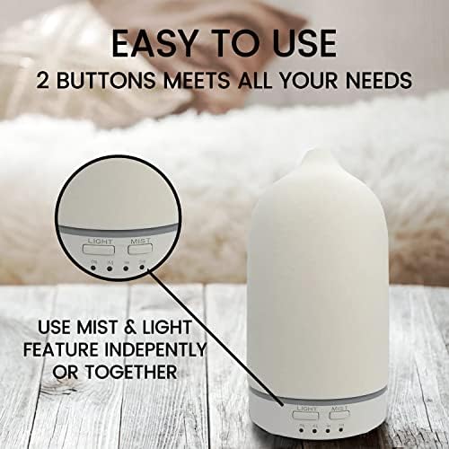 Ceramic Essential Oil Diffuser - 10 Watt Ultrasonic Aromatherapy Portable Air Diffuser- Promote Sleep Moisturize The Air & Eliminate Odor - Suitable for Home and Office - 160ml (White) - Image 3