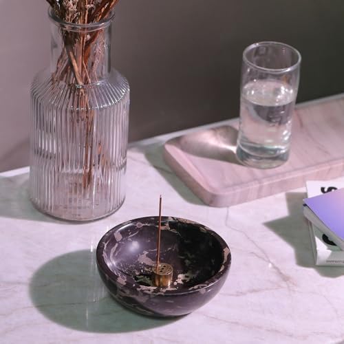 Koville Italian Natural Marble Incense Holder, 5inch Incense Holders for Sticks, Sturdy Incense Burner Ash Catcher, Ideal for Meditation, Relaxing, Easy to Clean(Nero Portoro) - Image 4
