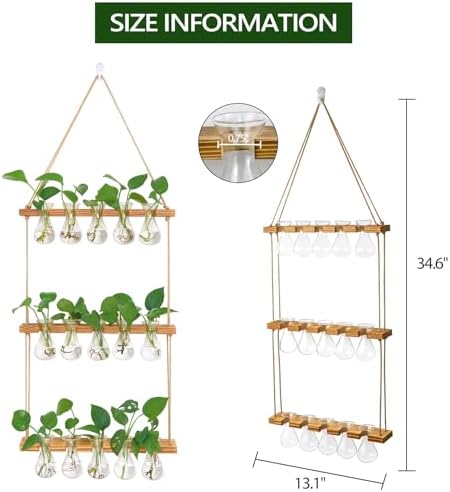 XXXFLOWER Wall Hanging Propagation Station 5 Bulb Vase 3 Tiers - Image 2